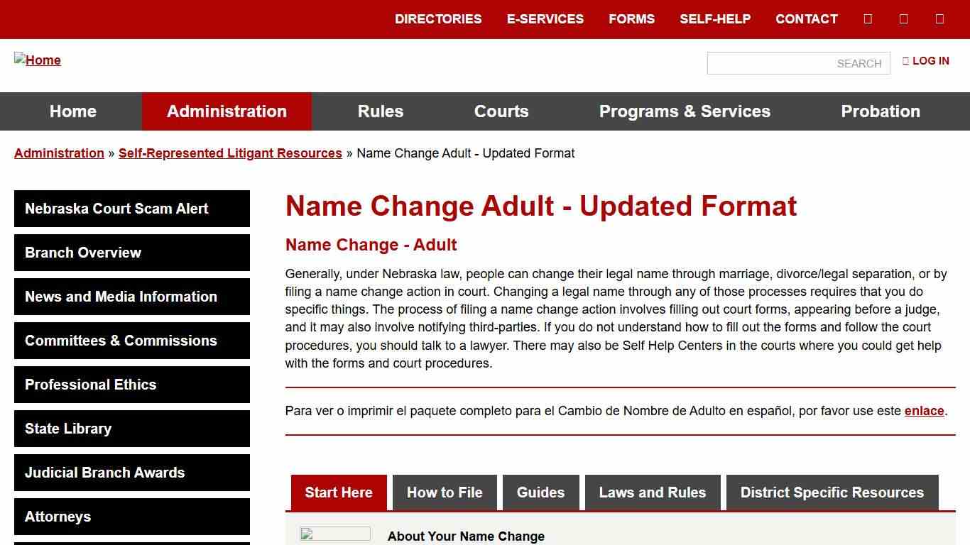Name Change Adult - Updated Format Nebraska Judicial Branch