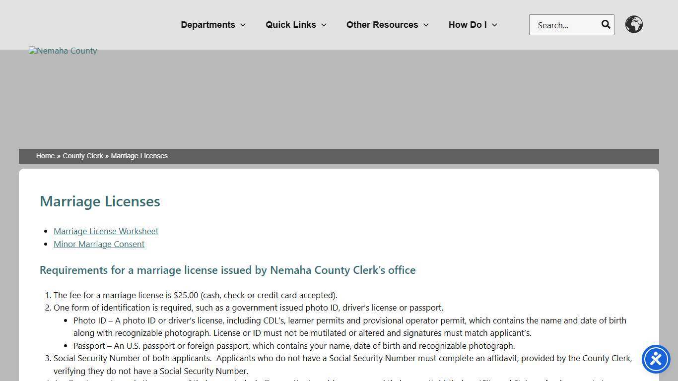 Marriage Licenses – Nemaha County