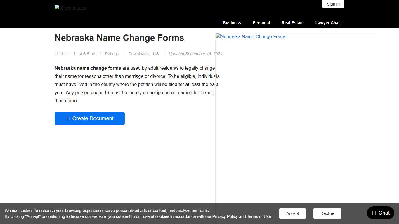 Free Nebraska Name Change Forms - PDF – eForms